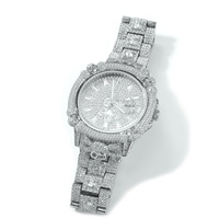 Nouvelle montre-bracelet en alliage pour homme, style hip-hop, punk unique, avec crâne entièrement serti de diamants, verre, lumineuse, non étanche, quartz décontracté