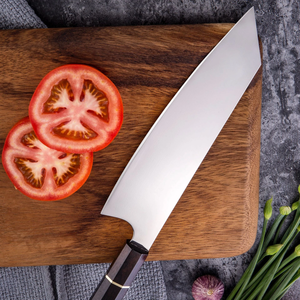 Couteau de chef artisanal de style japonais LEGACY BLADES en acier au carbone, ambidextre, finition haute brillance, manche en bois, compatible lave-vaisselle - Product Image 6