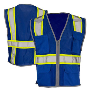 Gilet de sécurité haute visibilité en polyester réfléchissant, robuste, pour les travailleurs de la construction et des routes - Product Image 2