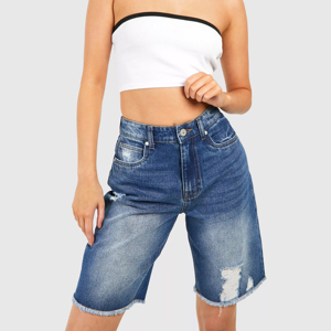 Shorts de Mezclilla para Mujer al por Mayor, de Alta Calidad, con Logotipo Personalizado, Nueva Moda 2025, Shorts de Mezclilla de Cintura Alta Personalizados - Product Image 1