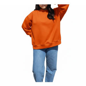 Sudaderas de cuello alto de algodón de felpa de color liso, fabricadas en fábrica, con bajo elástico, personalizables con tu logo, suéteres holgados de otoño para mujer - Product Image 1