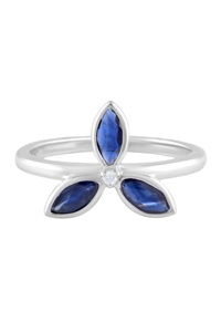 Blue Sapphire and Diamond Ring in 92.5 Sterling Silver KLSR-11873 - Product Image 3