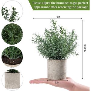 Paquete de 2 Macetas Pequeñas con Romero Artificial, Plantas Artificiales para Decoración del Hogar, Cocina, Baño, Mesa de Centro, Estante o Escritorio - Product Image 6