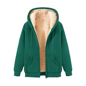 FLY HUMBLE SPORTSWEAR Women's Red Hooded Velour Oversized Sweatshirt <b>Sherpa</b> Lining Full Zip Front Pockets Breathable Autumn Wear - Product Image 2