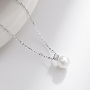 Colgante de Plata de Ley S925 con Perla de Agua Dulce de Sirena para Mujer, Redondo y Transparente con un Lujoso Brillo Rosa, Collares Finos - Product Image 3