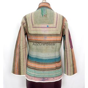 Indian Bohemian <b>Kantha</b> Vintage Breathable Eco-Friendly Knitted Cotton Regular Length Ladies Autumn Winter <b>Jacket</b> - Product Image 4