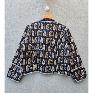 Manteau matelassé imprimé pour femme, col montant, boutons sur le devant, poches plaquées, veste en tricot, vêtement d'extérieur décontracté pour l'automne, cadeau pour elle - Product Image 6