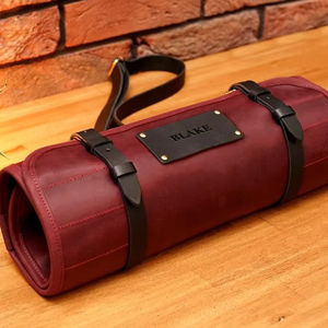 Sac à dos de luxe écologique en cuir classique pour couteaux de chef, pochette de rangement portable avec boîte cadeau LKR-0213 - Product Image 1