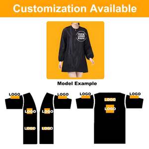 2025 personnalisé brodé Satin à manches longues Salon Smock unisexe coiffeur barbier Cape veste pour le travail de toilettage des animaux de compagnie - Product Image 5