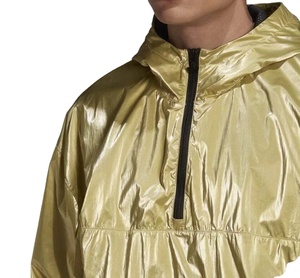 Veste coupe-vent à capuche avec demi-fermeture éclair dorée, double face, couleur or, design extérieur personnalisé - Product Image 3