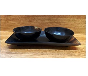 Bol de service en corne le plus vendu, écologique, design moderne et minimaliste, tons bruns, poli, léger (0,4 kg), pour fêtes et décoration - Product Image 2