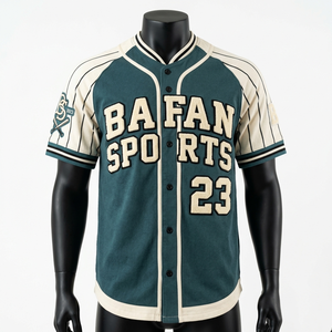 <b>100</b>% cotton T-<b>shirt</b> for men loose fit printed Men Mens Baseball Jersey Soft <b>Polyester</b> Fabric Cream Contrast Panels Custom Logo - Product Image 4