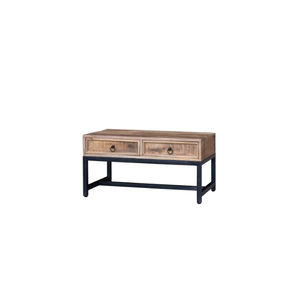 Mesa de centro de madera maciza de diseño tradicional, duradera y ecológica, con 2 cajones, estilo industrial, para almacenamiento. - Product Image 3