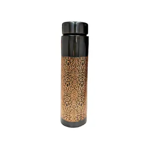 Stylish Floral Etching Copper Bottle with Antique Look Available in Different Styles with Premium Packaging Copper Bottle