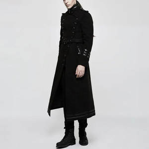 Veste pour homme, manteaux gothiques en laine noire, style steampunk, rock, moto, vente en gros, OEM, ODM - Product Image 3