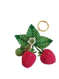 Beautiful heart design pink coloured seed beaded embroidery keychain and <b>keyring</b> and bag accessories from India - Product Image 2