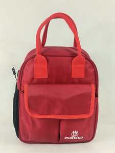Red Insulated Polyester Lunch <b>Bag</b> with Zipper Closure Multi-Pocket Design for School <b>Picnic</b> & Travel Food Storage - Product Image 1