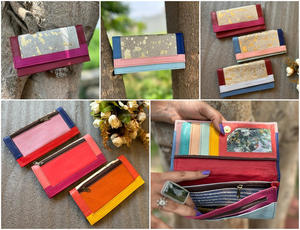 Nouveau sac à main en cuir recyclé de créateur pour les cheveux de haute qualité des femmes sur les portefeuilles porte-cartes de crédit en cuir coloré métallique - Product Image 3