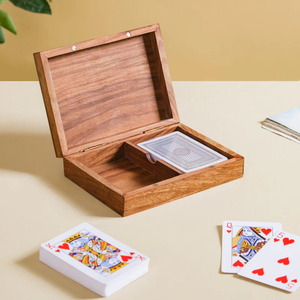 Boîte à cartes en bois avec incrustation de pique en laiton, rectangulaire, décoration intérieure, pour table, durable, style rustique, accessoire de salon - Product Image 4