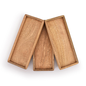 Plateau de service rectangulaire en bois naturel avec bords surélevés, plateau de présentation et d'organisation en bois fait main pour table à manger, cuisine - Product Image 4