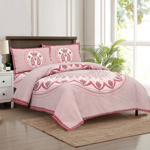 Parure de lit 3 pièces moderne Golcha Floral 100% Coton 200TC imprimée à la main, anti-acariens, personnalisable, simple, toutes saisons, qualité supérieure - Product Image 3