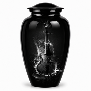 Autocollant commémoratif de luxe noir et or industriel pour guitare avec urne funéraire émaillée pour cendres humaines - Product Image 4