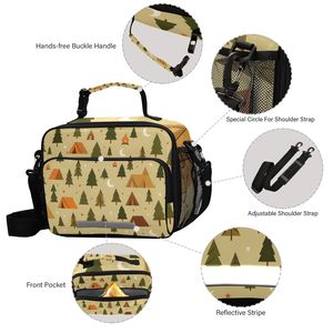 Camping Print Insulated Lunch <b>Bag</b> Large Capacity Leakproof Cooler Tote Portable Collapsible Zipper Food <b>Bag</b> - Product Image 4