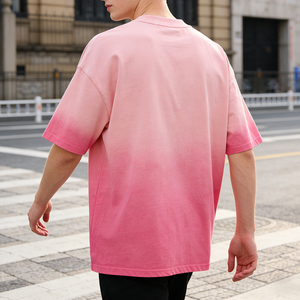 Camiseta de algodón unisex de manga corta, estilo vintage, desgastada, con degradado, extragrande, para hombre - Product Image 6