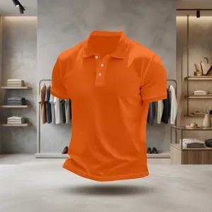 Camiseta Polo Texturizada para Hombre, Tejido de Punto, Corte Ajustado, Diseño Retro, Transpirable, Manga Corta, Ropa Casual Vintage - Product Image 4