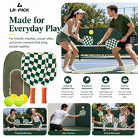 Set Raket Pickleball Serat Karbon LD Ringan Inti Sarang Lebah Disetujui USAPA Kontrol Permukaan Tahan Lama Hiburan 16mm Portabel