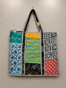Sac fourre-tout matelassé patchwork coloré de luxe pour femmes, en coton fait main, sac à bandoulière, vente en gros, export, fabricant - Product Image 1