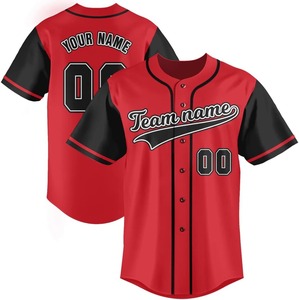 Custom Men's Red Baseball Jersey Short Sleeve Button Front Team Name Printed Polyester Breathable Adult Regular Fit - Product Image 3