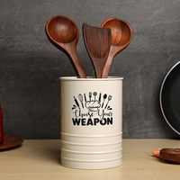 Porte-ustensiles de cuisine cylindrique en métal avec design « Choisissez votre arme » pour le rangement dans la cuisine