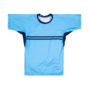 Light Blue Short Sleeve Rash Guard Quick Dry Polyester <b>Swim</b> <b>Shirt</b> Adult Unisex Sport Top Color Blocked Design - Product Image 6