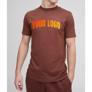 T-shirt homme personnalisé, couleur marron foncé, 100% coton, impression DTG, coupe ample, épaules tombantes. - Product Image 1