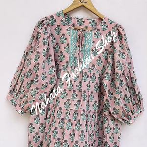 Nueva llegada de las mujeres de color rosa marrón patrón floral impreso verano Mini Maxi 3/4th mangas Mini Maxi vestido para las mujeres - Product Image 1