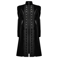 Manteau de fête gothique rétro noir en velours avec broderie symétrique et empiècements en dentelle pour femme style punk
