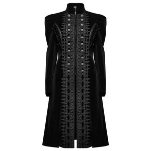 Manteau de fête gothique rétro noir en velours avec broderie symétrique et empiècements en dentelle pour femme style punk - Product Image 2