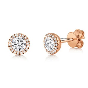 ต่างหูเพชรทรงกลมคลาสสิกแบบ Halo สำหรับผู้หญิง ทอง 10K 14K 18K เงิน 925 935 - Product Image 4