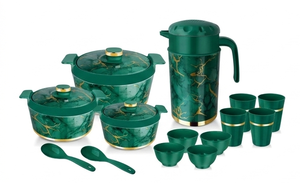 Anax 14 Pieces Marble Cookware Set with Lid Cups Bowls Jug and Spoons Kitchen Tableware Set - Product Image 5