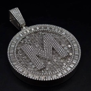 Customized Men's HipHop Jewelry Gold Plated 925 Sterling <b>Silver</b> VVS Moissanite Diamond Luxury Letter <b>Initial</b> Name <b>Pendant</b> Charm - Product Image 1