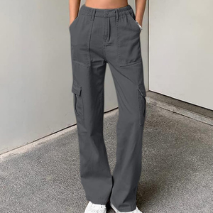 Pantalones Cargo de Invierno para Mujer, Elegantes y Personalizados, Estilo Urbano, Lavados, de Cintura Alta Elástica, Transpirables, Ecológicos, Tejidos a Crochet - Product Image 5