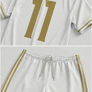Ensemble de maillots de football personnalisés sublimés pour hommes, blanc et or, numéro 11, manches courtes, uniformes respirants, taille adulte - Product Image 5