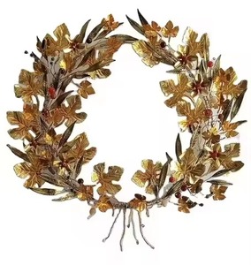 New Style Black Metal Leaf <b>Wreath</b> Decorative Wall Hanging <b>Wreath</b> for Home Front Door Wall Decorative Metal <b>Wreath</b> Garland - Product Image 3