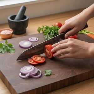 Ensemble de couteaux de chef Thewizcrafts en acier Damas, 5 pièces, lames en acier au carbone, manche en bois, ambidextre, finition haute brillance, style moderne - Product Image 2