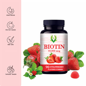 Venta caliente 10000mcg Biotin Gummies Suplemento de sabor a fresa para el crecimiento de las uñas del cabello saludable y de la piel digestiva para adultos - Product Image 6