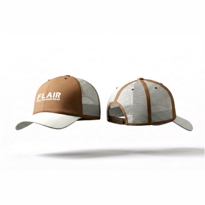 Casquette de baseball de style trucker marron et blanc de qualité supérieure – Casquette ajustable avec logo brodé - Product Image 3