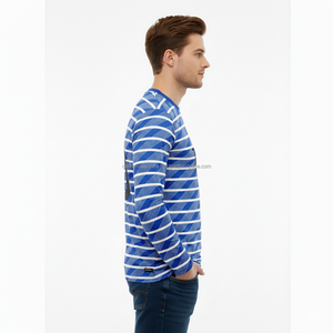 Manufacturer Custom Logo Vintage Streetwear <b>Long</b> <b>Sleeve</b> t <b>Shirt</b> Oversized Button up <b>Stripe</b> <b>Men's</b> Polo T-<b>Shirt</b> - Product Image 5