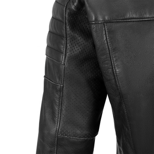 Chaqueta de Cuero para Motociclista, en Negro con Protección Corporal en Rojo, Chaquetas de Cuero para Carreras de Motos - Product Image 4