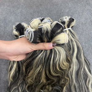 100% Vietnamese Remy Human <b>Hair</b> Natural Wave Weft Piano #1B+613 <b>Ombre</b> <b>Hair</b> <b>Extensions</b> - Product Image 2